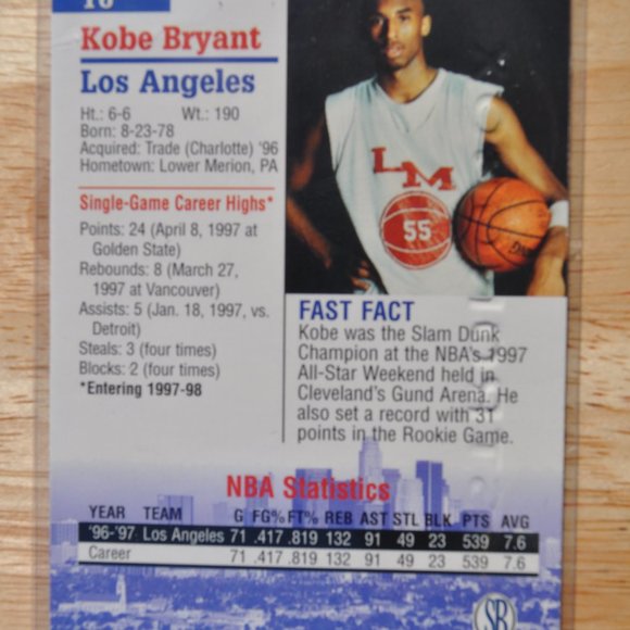 1997 SB Autographed Collection #16 Kobe Los Angeles Lakers Limited Edtion 1997 - Picture 7 of 7